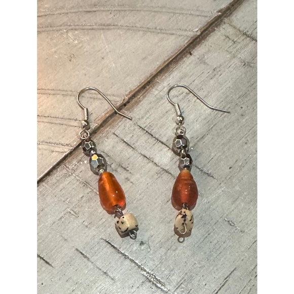 Unbranded Jewelry - Women's Orange Beaded Dangle Earrings
